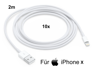 10x iPhone X Lightning auf USB Kabel 2m Ladekabel
